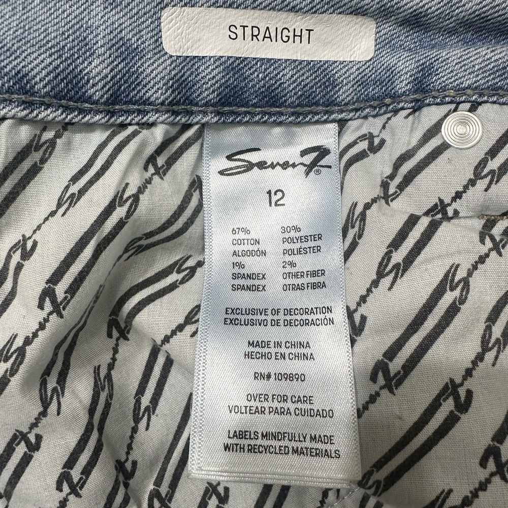 Seven7 Women's Straight Leg Jeans Size 12 Light Wash Stretch Denim - Picture 6 of 10